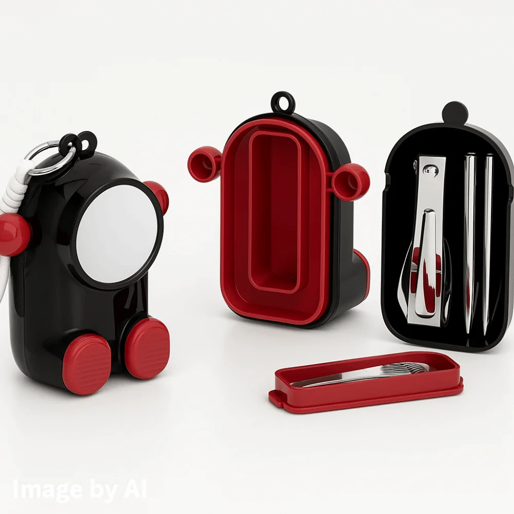 

Dopamine Cartoon Cutlery Set Robot Shape Assembled Design Portable Cutlery with Storage Box Children Chopsticks Spoon School