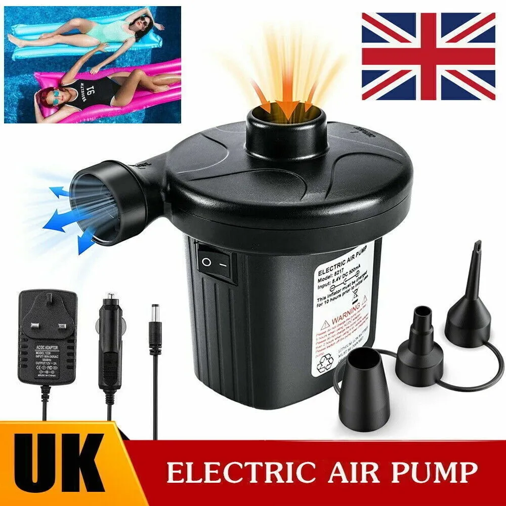 240V/12VElectric Air Pump Inflatables Bed Pool Air Mattress Inflator Deflate