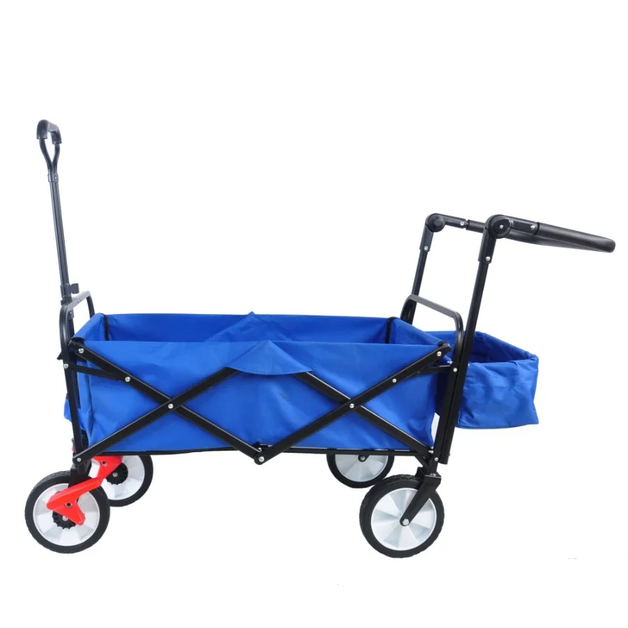 

folding wagon Collapsible Outdoor Utility Wagon Heavy Duty Folding Garden Portable Hand Cart Drink Holder Adjustable Handles