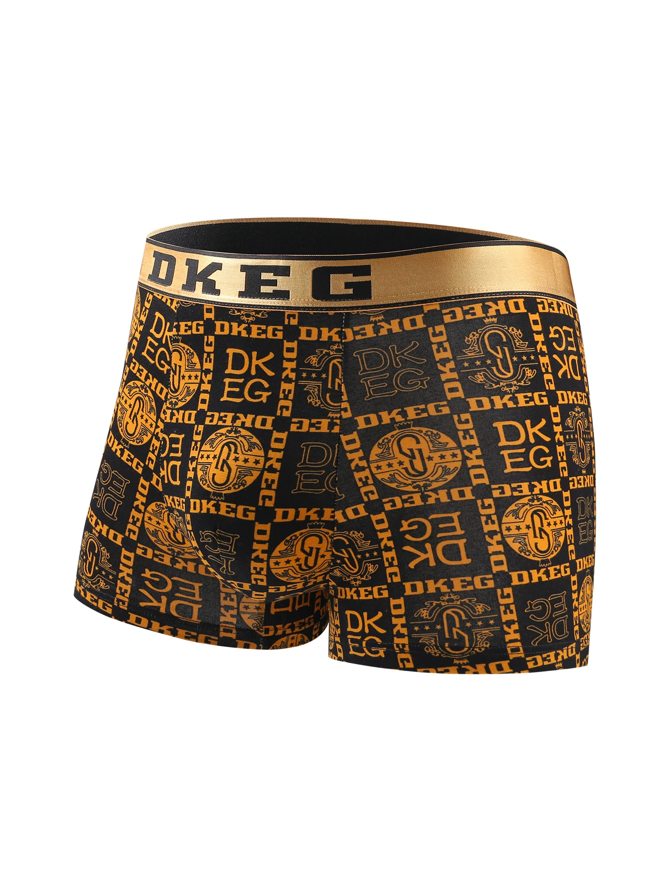 Men\'s luxurious black gold printed cotton boys\' underwear antibacterial breathable boxer shorts 4-pack