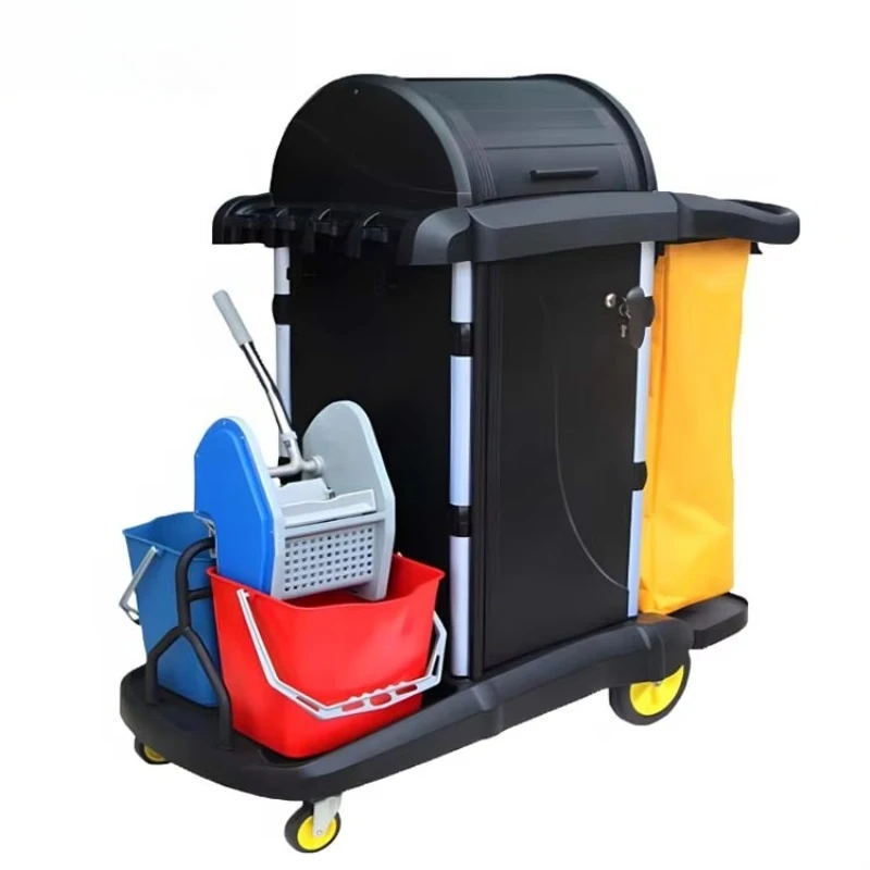 Commercial Public Cleaning Trolley Plastic Housekeeping Cart Wringer Cleaning Trolley Cart Utility Cart With Wheels