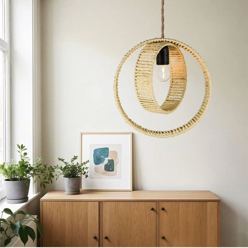 

Hand Woven Paper Rope Lampshade Minimalist Decorative Chandelier Lighting Accessories