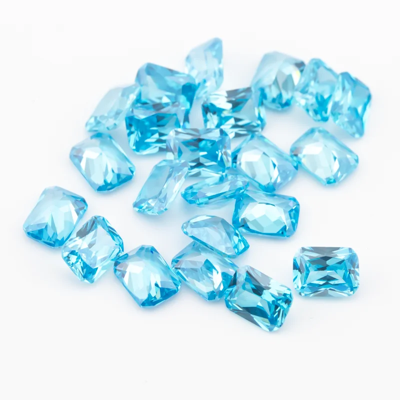 Size 4x6~10x12mm 5A Octangle Cut CZ Stone Green Sea Blue Tanzanite Color Cubic Zirconia Loose Synthetic Gems For Jewelry
