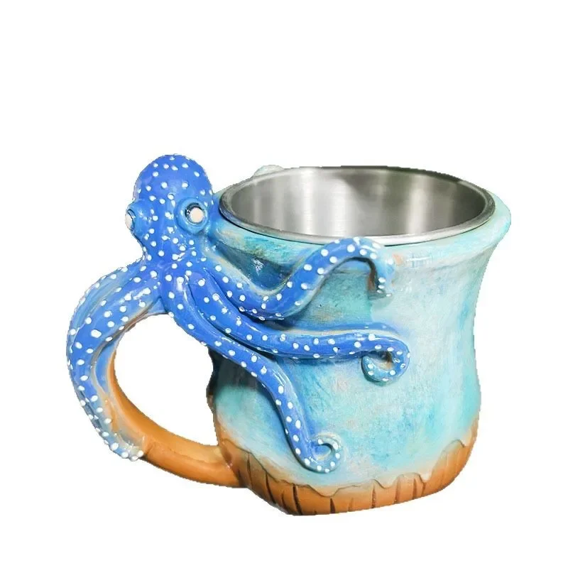 

New home dark blue octopus resin mug