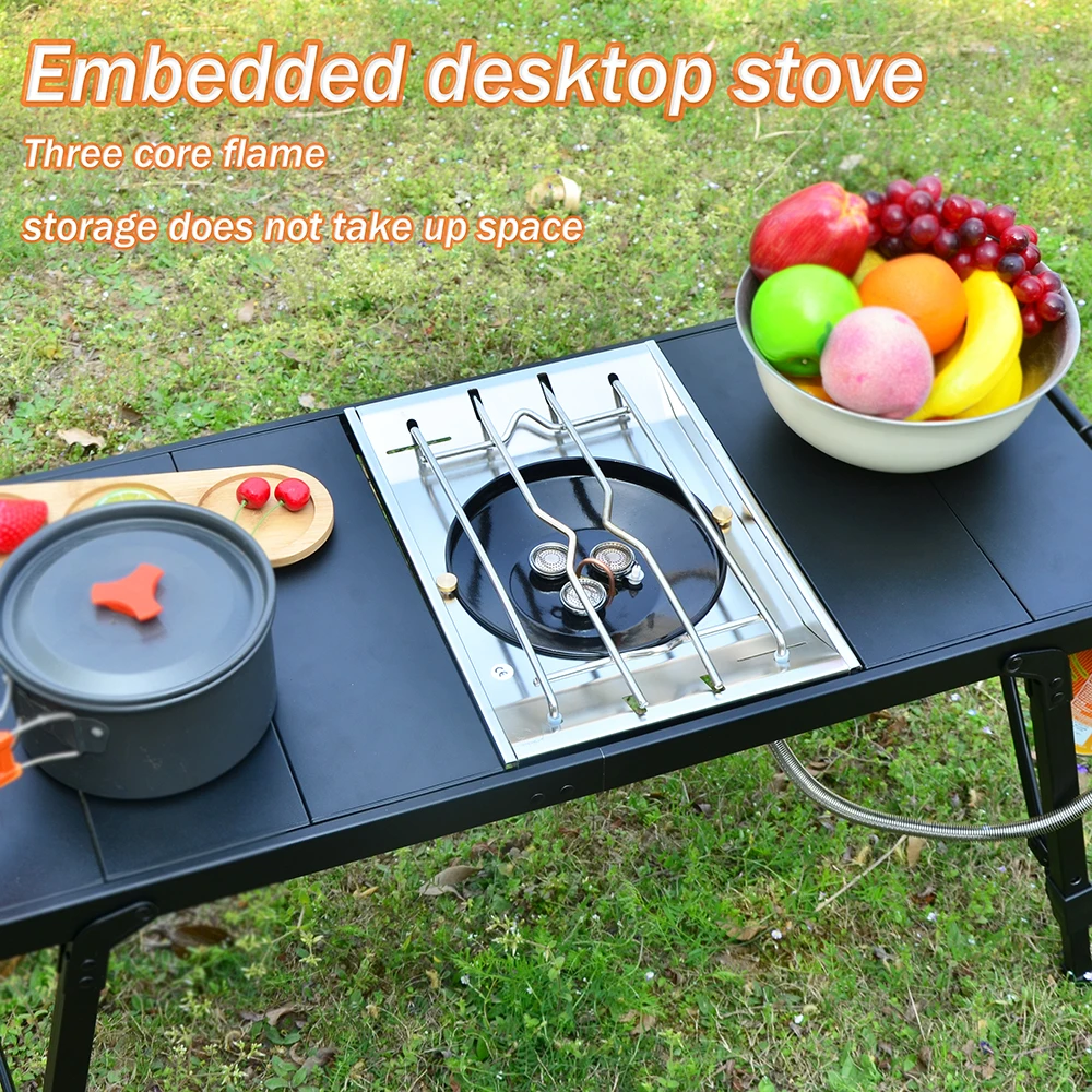 

Новый складной разборный стол IGT 2026 года с газовой плитой, портативный легкий стол для кемпинга, барбекю, пикника и рыбалки на открытом воздухе