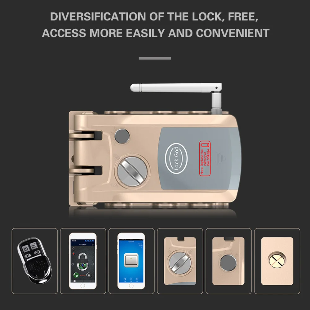 

Дверной замок с дистанционным управлением, домашняя безопасность, двойной противоугонный умный замок, приложение и разблокировка BT, беспроводной контроль доступа с засовом без ключа