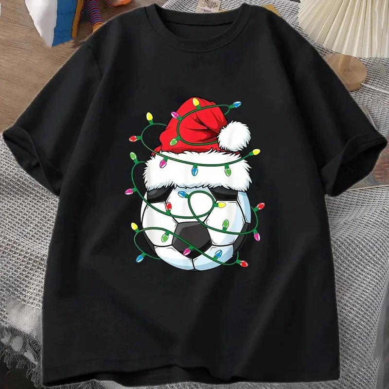 Christmas Lights & Soccer T-Shirt Summer Men's Tracksuit O-Neck Pullover Tops Breathable Sportswear Harajuku Fashion Streetwear