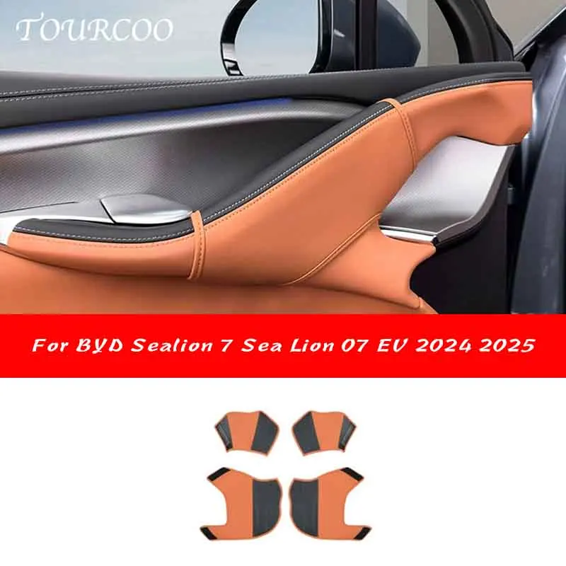 

For BYD Sealion 7 Sea Lion 07 EV 2024 2025 Car Door Upper Handle Leather Protective Cover Interior Accessories