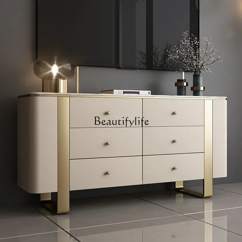 35FG26-*Italian light luxury rock slab bucket cabinet, secret cabinet, high foot, simple and modern