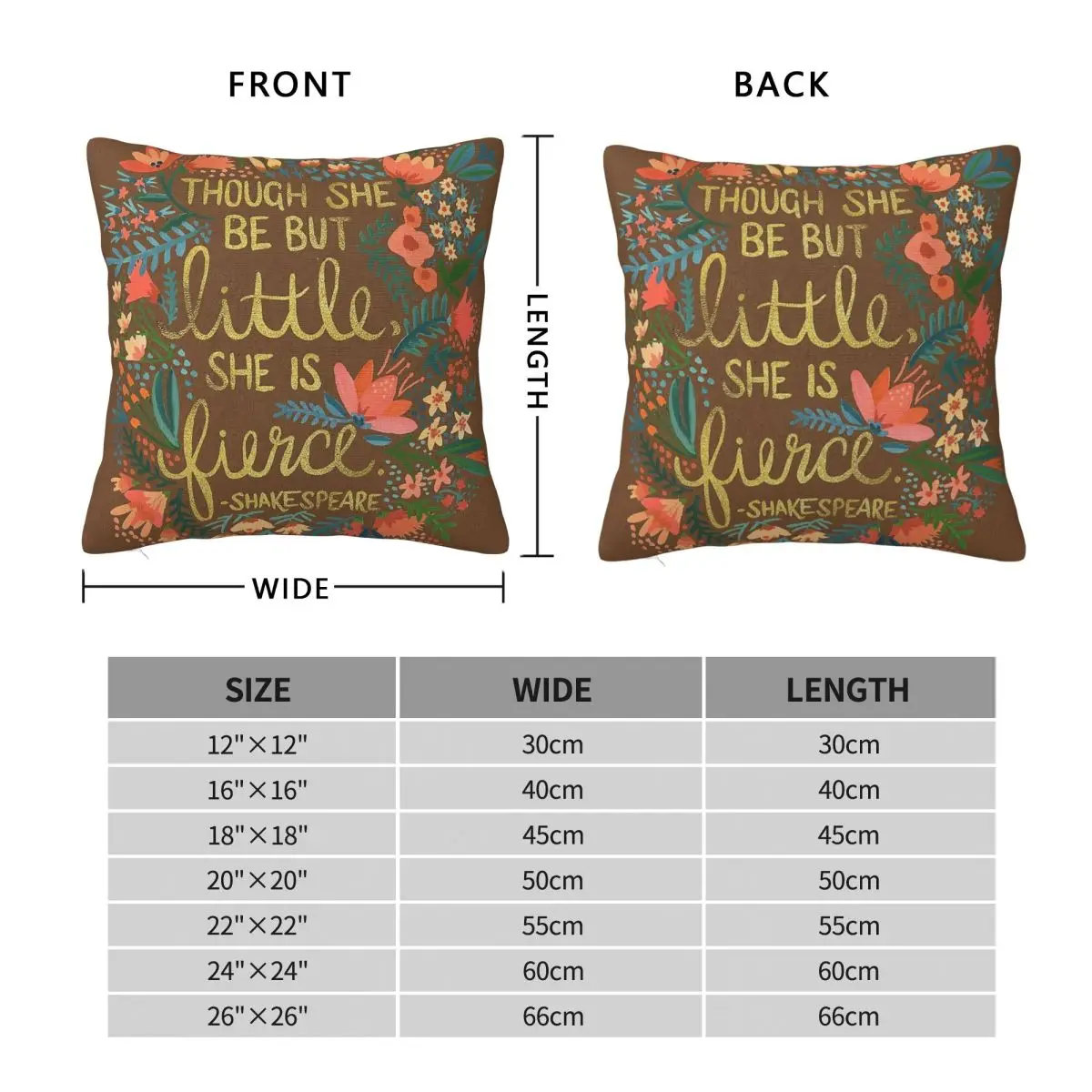 Though She Be But Little She Is Fierce Pillowcase Polyester Linen Velvet Printed Zip Decorative Room Cushion Cover Wholesale