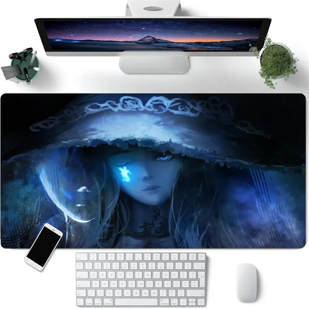 Dark Sword Witch Mouse Pad Rubber Base Large Game Mousepad Computer Laptop Keyboard Mat Accessories Offices Decor Mats 100x50cm