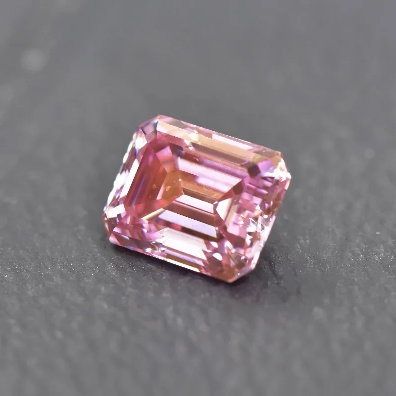 

Moissanite Stone Emerald Cut Sakura Pink Color DIY Advanced Jewelry Making Materials with Certificate