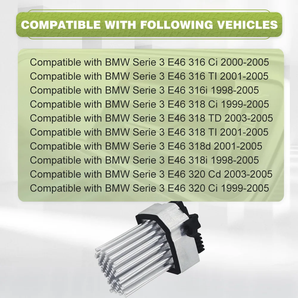 

Car Blower Fan Motor Heater Regulator Resistor 6G9N19W575AA 2048707710, 6441.S7 For BMW Serie 3 E46 316 318 320 325 328 M3 X3