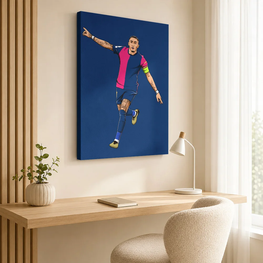 Raphinha Soccer Tribute Canvas Painting Poster Modern Style Canvas Wall Art With Customized Photo For Home Gym Ideal Coach Gift