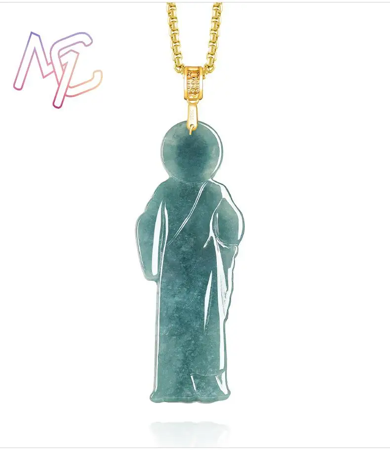 ميانمار الجاديت سانت جود قلادة قلادة الأحجار الكريمة الطبيعية مصمم المجوهرات الحقيقية محظوظ البورمية اليشم الفاخرة خمر #4