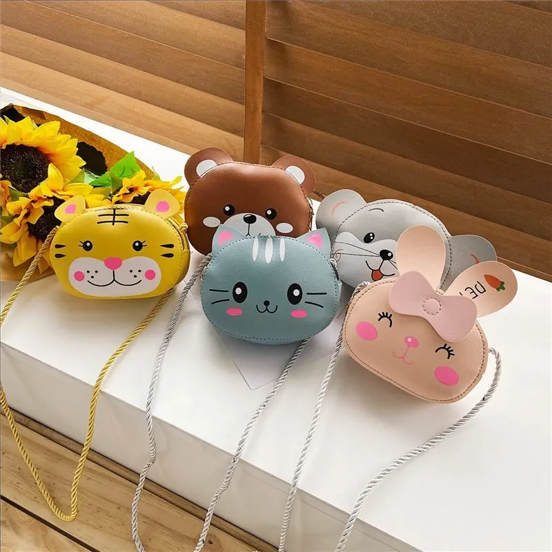 Mini Crossbody Bag for Children Cute Cartoon Cat Baby Girls Shoulder Bags Boys Kids Small Coin Purse Handbags Wallet