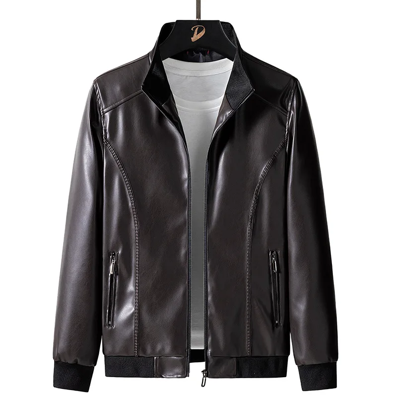 New Men's Motorcycle Thin Leather Jacket for Foreign Trade Men's Clothing, Men's Youth Casual Large Leather Jacket