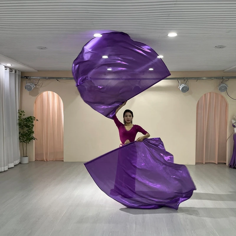 Nastro per performance folk Gioca a bastoncini telescopici in seta Bandiere Ali grandi Fan Donne Puntelli di danza del ventre Costumi di scena Strumenti di danza