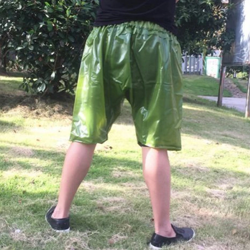 

Waterproof Man PVC Shorts Easy Drop Off Quick Dry Elastic Waist Rain Shorts Leak Proof Adult Incontinence Plastic Pants ABDL