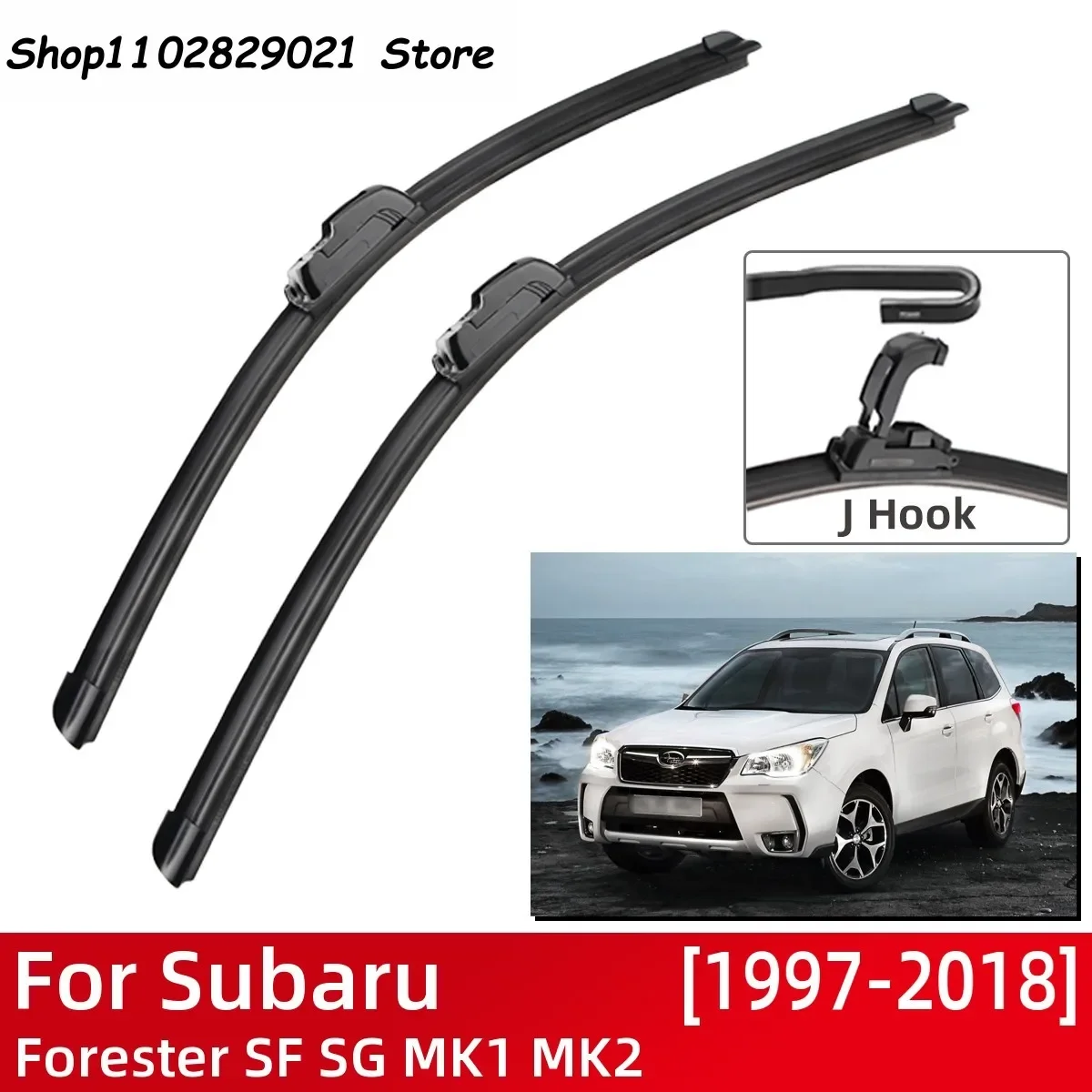 For Subaru Forester SF SG MK1 MK2 1997-2018 Car Accessories Front Windscreen Wiper Blade Brushes Wipers U Type J Hooks 2017 2016