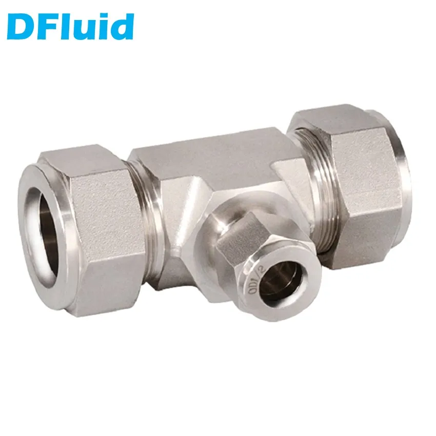 Stainless Steel 316 Reducing TEE 3-Way Double Ferrule Compression Fitting 30MPa 1/8