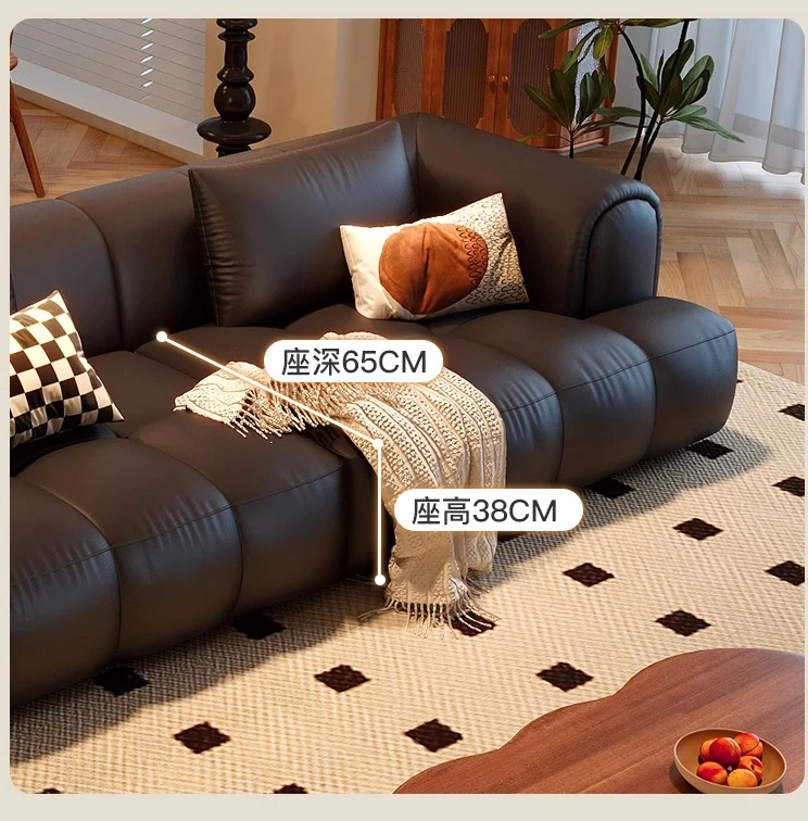 

Retro leather sofa black first layer
