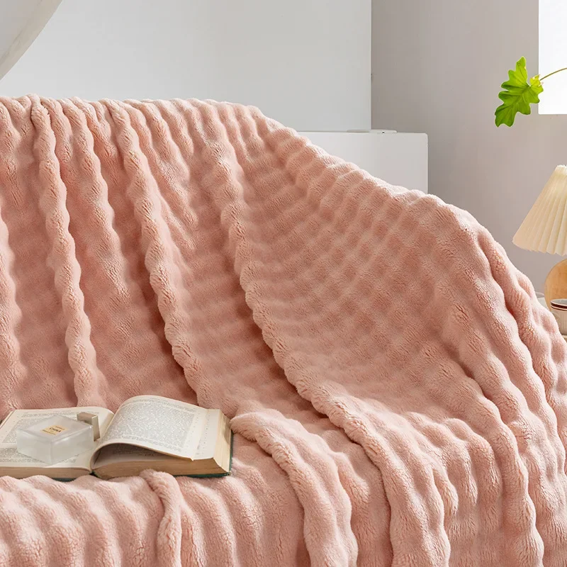 Extra Soft Bubble Flannel Blanket Bed Sheet Nap Air Conditioning Blankets Coral Velvet Small Blanket Skin-friendly Sofa Cover