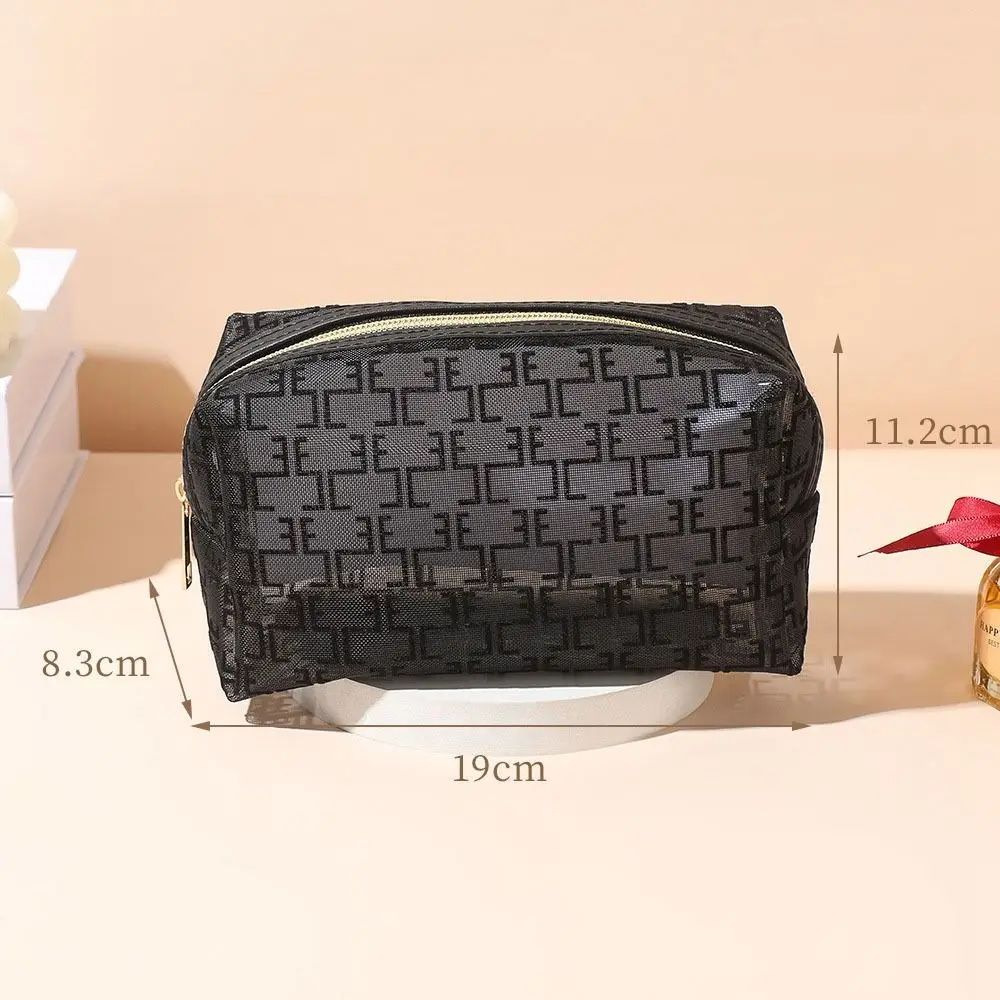 Nueva bolsa de maquillaje de malla bronceada negra, 5 estilos, bolsa de almacenamiento de cosméticos multifuncional para mujer, bolsa de aseo portátil