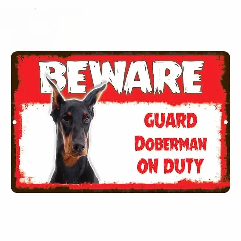 Car Sticker Beware Guard Doberman Dog on Duty Novelty Aluminum Metal Sign MotorcycleCar Styling 13cm PVC KK