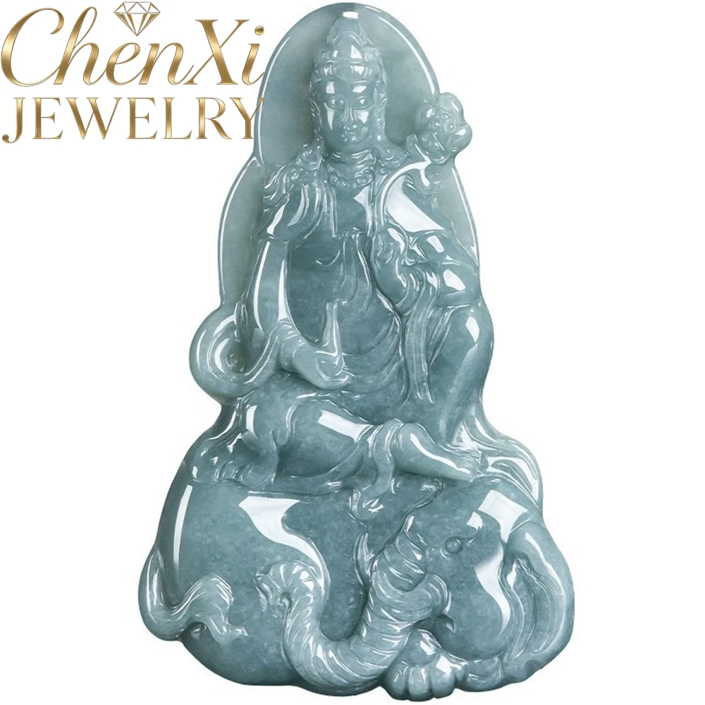 High-End Natural Blue Water Jadeite Bodhisattva Avalokitesvara Pendant Luxury Quality Fashion Fine Jewelry Exquisite Amulets
