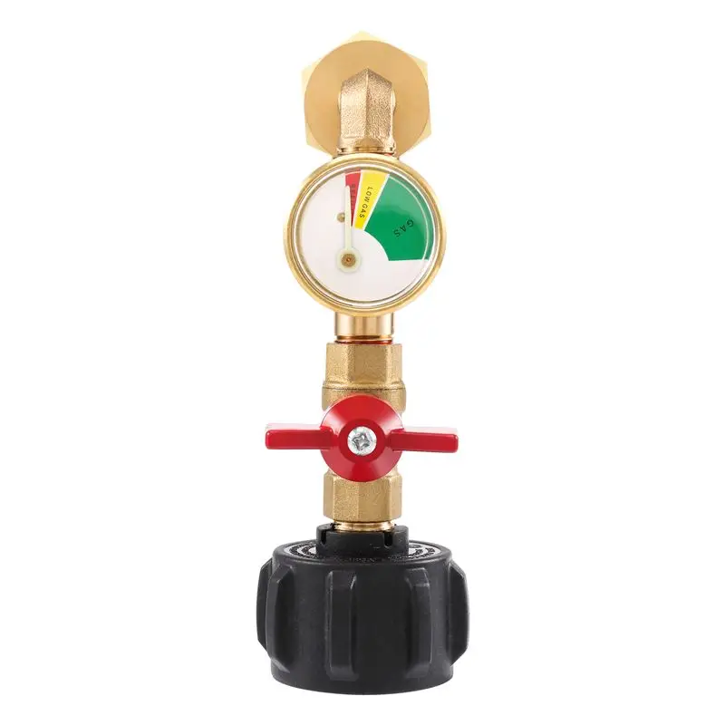 Y50A-Propane Refill Adapter With Valve And Gauge, Fill 1 Lb Bottles From 20 Lb Tank, 90-Degree Elbow Design, Easy To Use