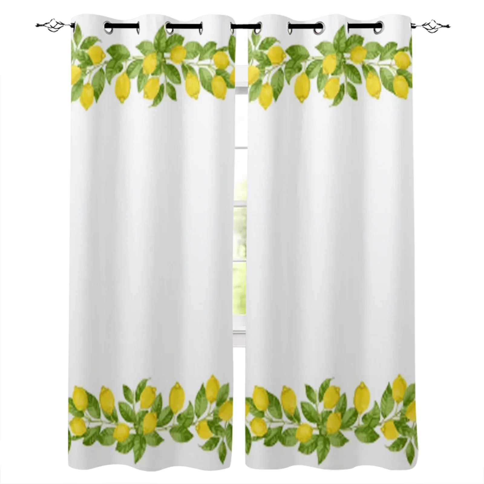 

Italian Leaves Green Lemons Pattern Curtains for Bedroom Window Home Living Room Decor Balcony Drapes Hotel Coffee Curtains