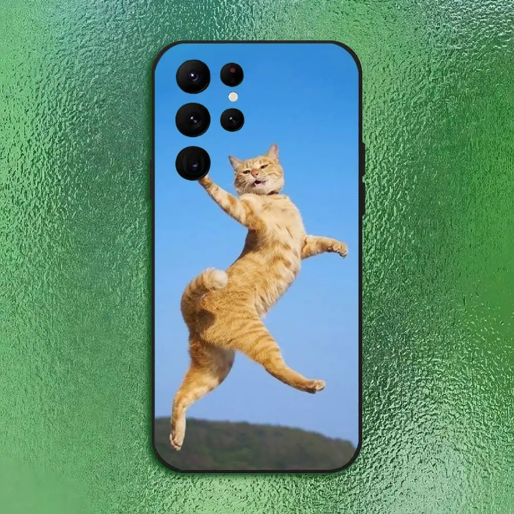 لطيف الحيوانات الأليفة القط مضحك ميمي جراب هاتف لسامسونج S سلسلة s21 s22 s23 s24 s25 FE زائد الكلاسيكية تنوعا أسود لينة قذيفة