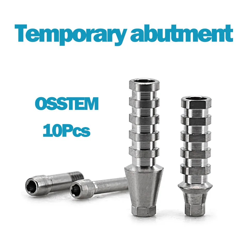 10Pcs Dental Titanium Temporary Abutment Compatible with Osstem TSIII Mini Regular Hex Non-Hex Provisional Crown Restorations