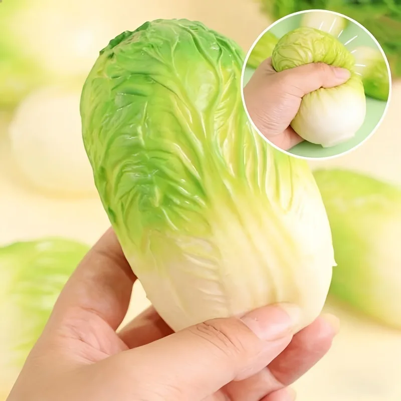 Simulated Cabbage Squishy Toy Slow Rising Soft Squeeze Fidget Toy Realistic Vegetable Decompression Gift for Adults Kids