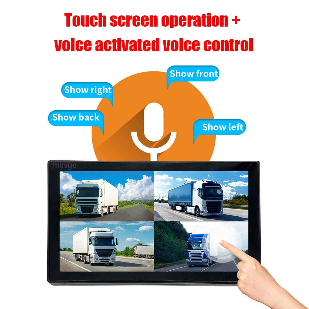 11 Inch HD  Quad View Motion Detect Alarm Car Truck Bus Cars Reversing Image Display Dash Camera System