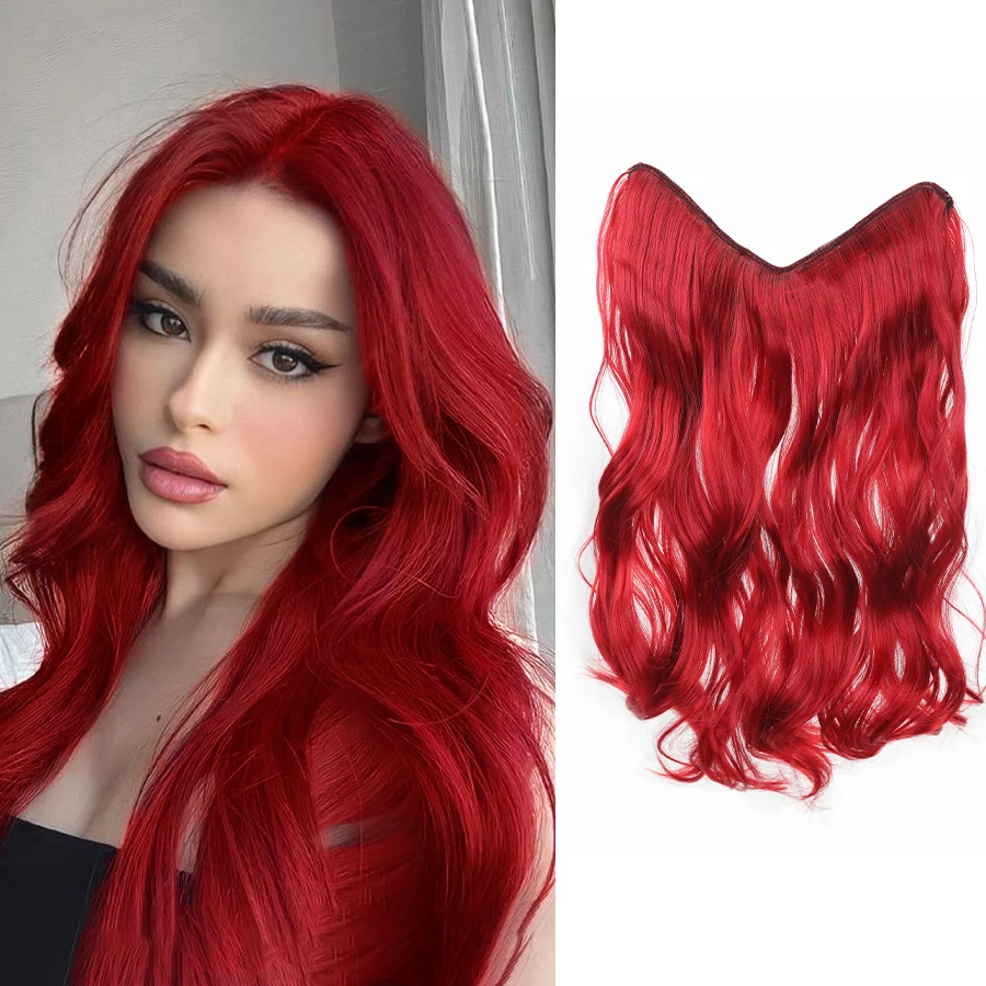 

V-shaped Hair Extensions Synthetic 4 Clip In Hair Extensions Long Micro curly Hair Hairstyle 50CM Natural Fake Hair For Women Ev