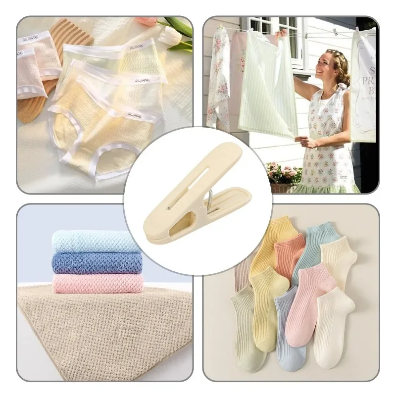 Plastic Clothespins Laundry Clips Bathroom No-Trace Drying Clothes Socks Towel Clips Home Kitchen Storage Clamps Drying Stand