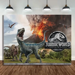 Jurassic World Party Running Dinosaur Background Volcano Eruption Customize Name Children Backdrop For Photography Room Decor