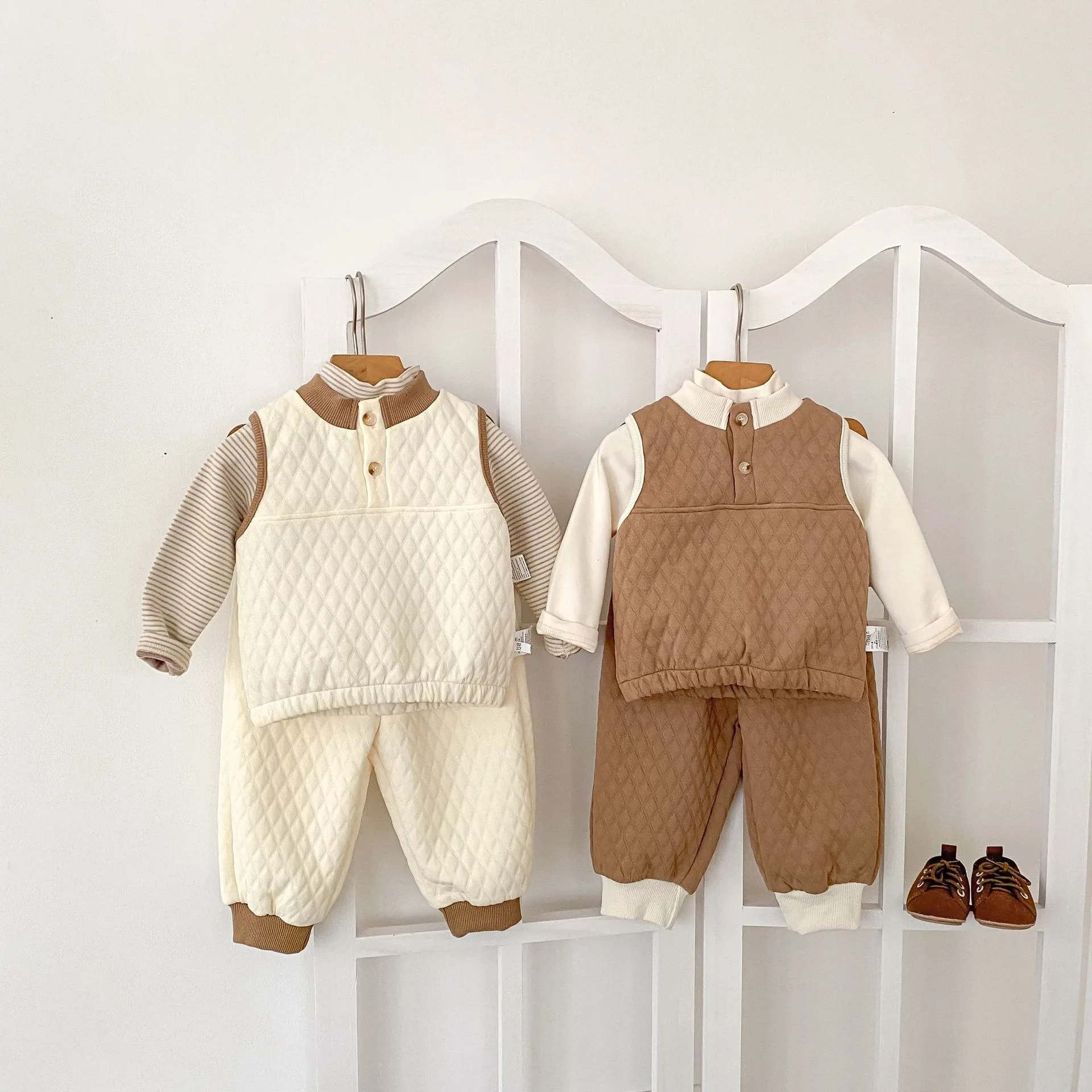 2026 New Fall Winter INS Baby Diamond Quilted Vest + Pants 2Pcs Set | Unisex Sleeveless Top & Trousers | Casual Outfit