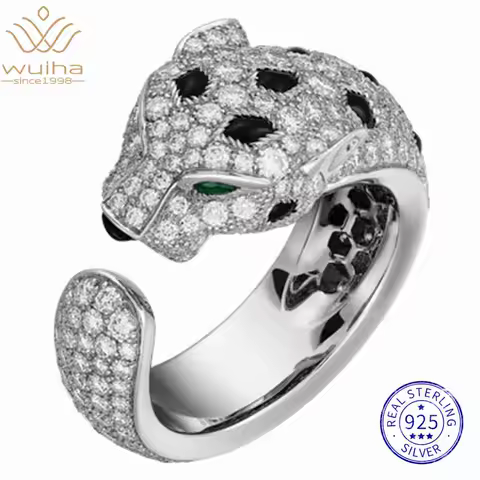 WUIHA Vintage 100% 925 Sterling Silver Lab Sapphire High Carbon Diamonds Gemstone Wedding Band Engagement Ring Fine Jewelry