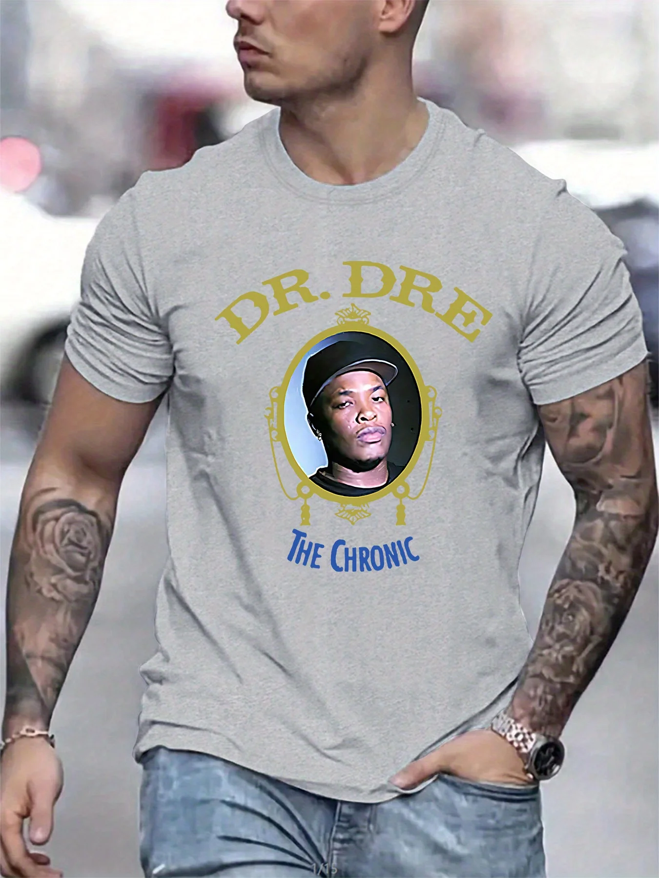 

Pure Cotton Men's T-Shirt Light Grey Casual Short Sleeve Round Neck Tee Machine Washable Summer Spring Outdoor Top