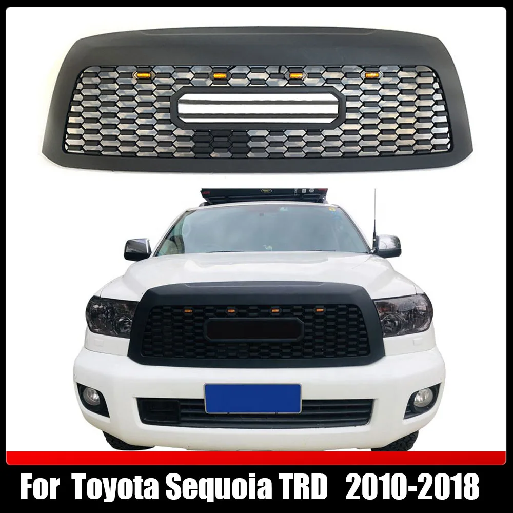 

Car Hood Racing Grills Bumper Mesh Front Grill Grilles ABS Automobile Refitting Accessories For Toyota Sequoia TRD 2010-2018