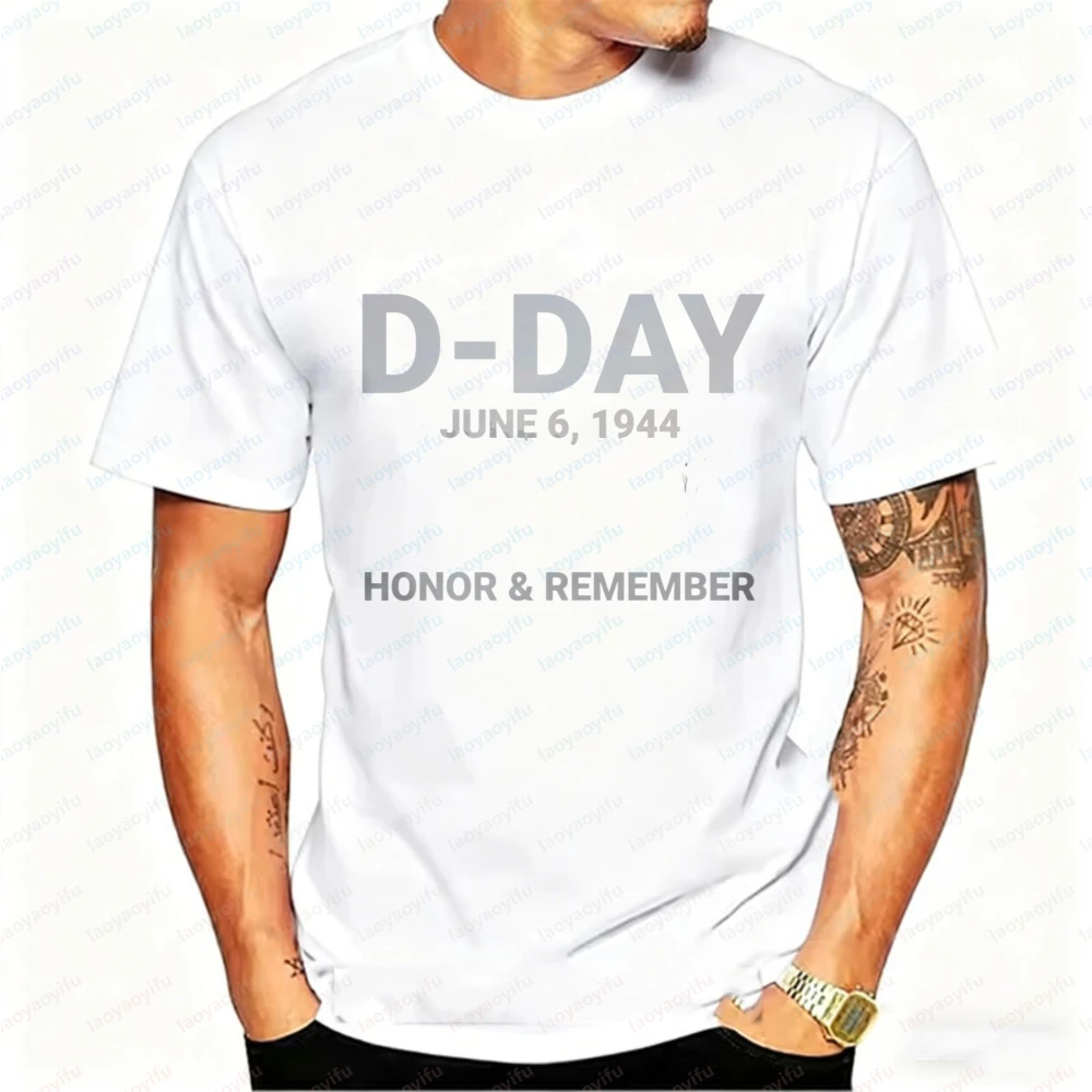 82nd Anniversary D-Day Normandy Landing 2026 T-Shirt Men's Honor & Remember June 6 1944 Military Cotton Outdoors Casual Tops