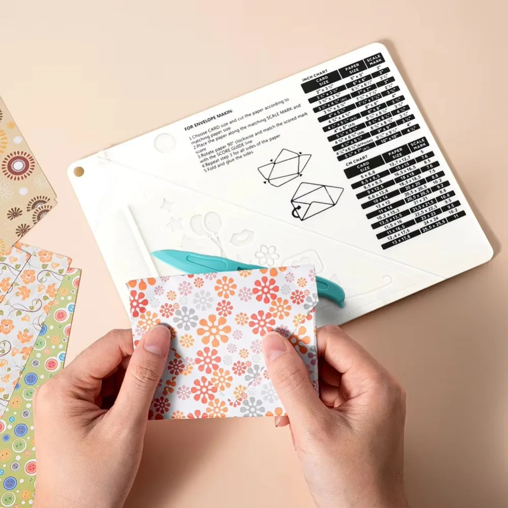 Plastic Paper Trimmer Scoring Board DIY Gift Box Letter Multi-purpose Craft Paper Cutter with Measuring Grid Mini Score Board