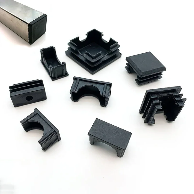 Non-Slip Square Plastic Feet Pads, Hole Plug, Protection Gasket Covers, Pipe, Chair, Furniture, 13x25mm, 60x60mm, 4Pcs