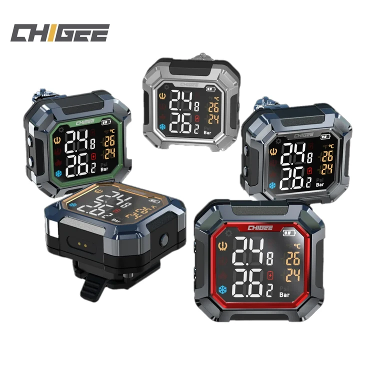 CHIGEE Doppio Display Precisione 0,01bar Rilevatore Bluetooth Monitoraggio della pressione dei pneumatici per moto
