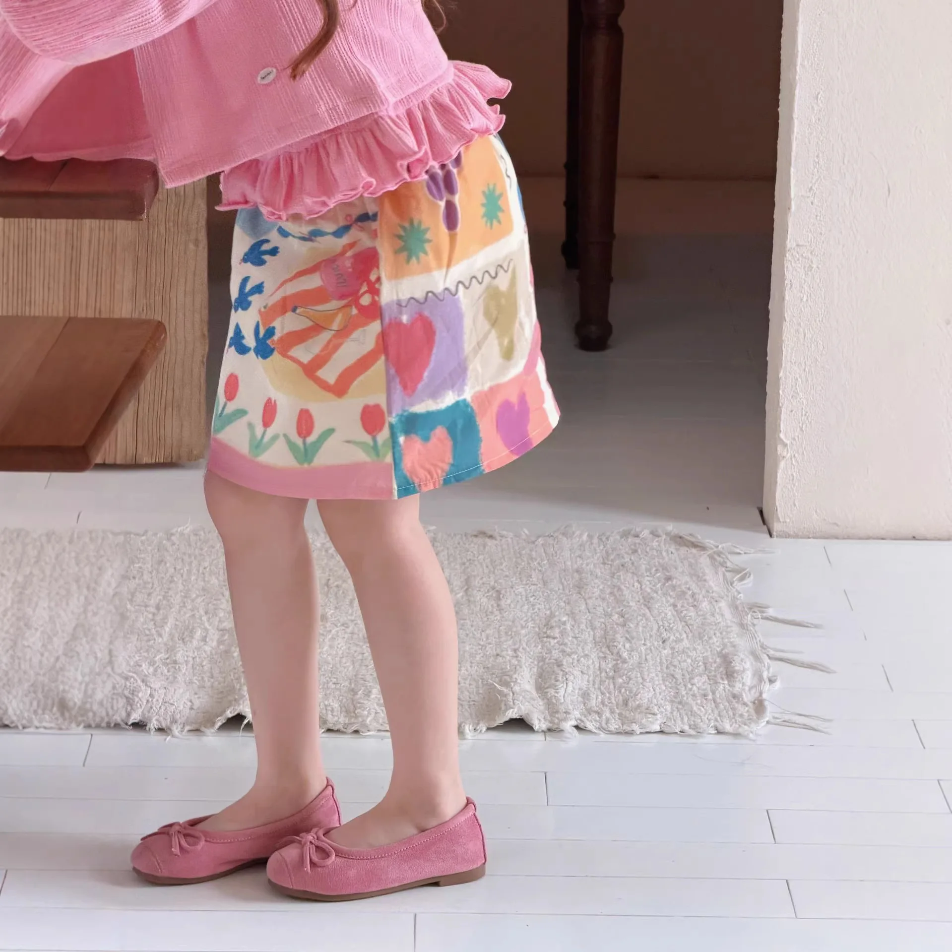 

Girls Colorful Graffiti Half Skirt 2026 Spring Summer New Children Clothing Girls Versatile Skirt Cute Lively Girls Skirt