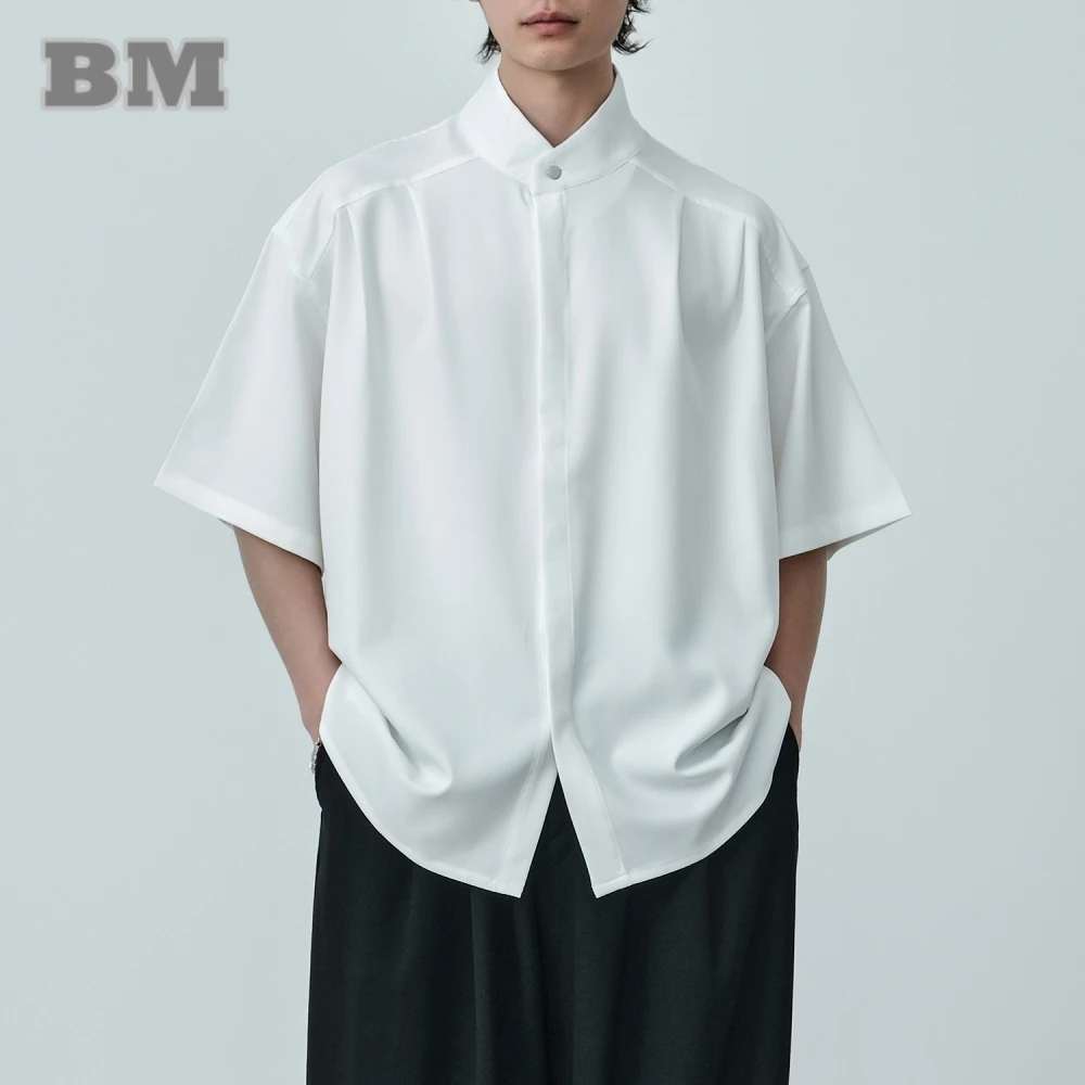 Blusa Respirável de Manga Curta Masculina e Feminina Estilo Chinês, Top Solto, Fino, Leve, Respirável, Preta, Moda Verão, Alta Qualidade