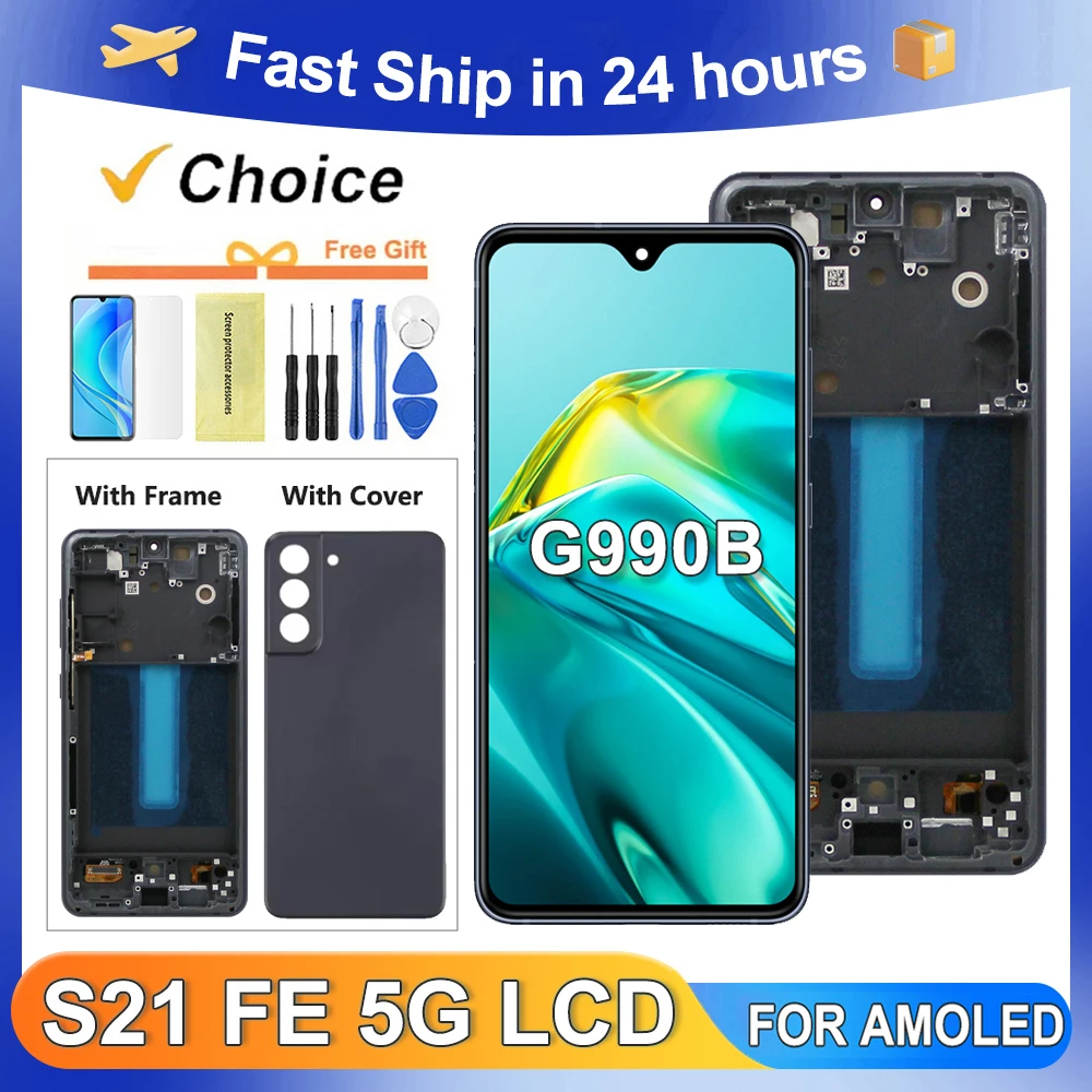 For AMOLED S21 FE 5G For Samsung S21FE 5G G990B G990U G990W LCD Display Touch Screen Digitizer Assembly Replacement
